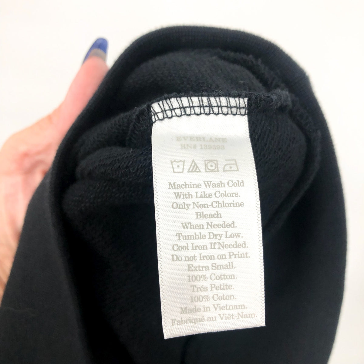 EVERLANE Unisex French Terry Sweatshirt XS Black 100% Human Typography NWT