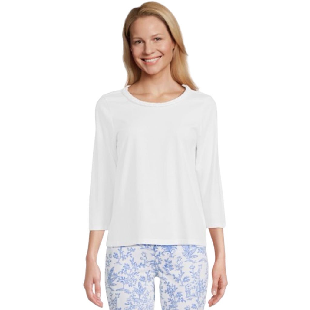 LILLY PULITZER Women's Paulson Knit Top Small Resort White 3/4 Sleeves NWT