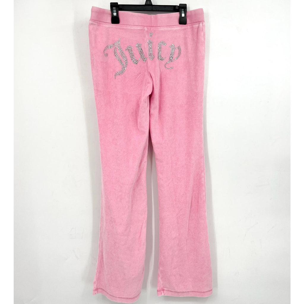 Juicy Couture Garment Dyed Heritage Wide Leg Track Pants Small Hot Pink NWT
