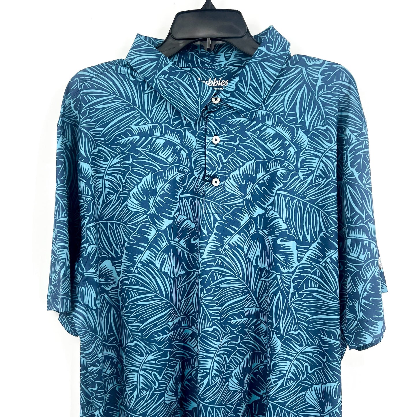 CHUBBIES Mens Performance Polo Shirt Large Blue Dyed And True Print SS NWT