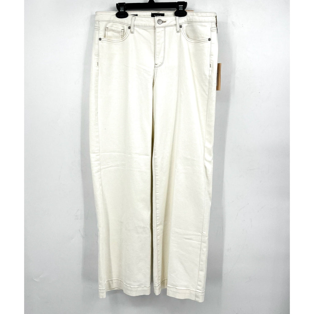NYDJ Women's Teresa Wide Leg Jeans Size 12 Winter White Stretch 1.5'' Hem NWT
