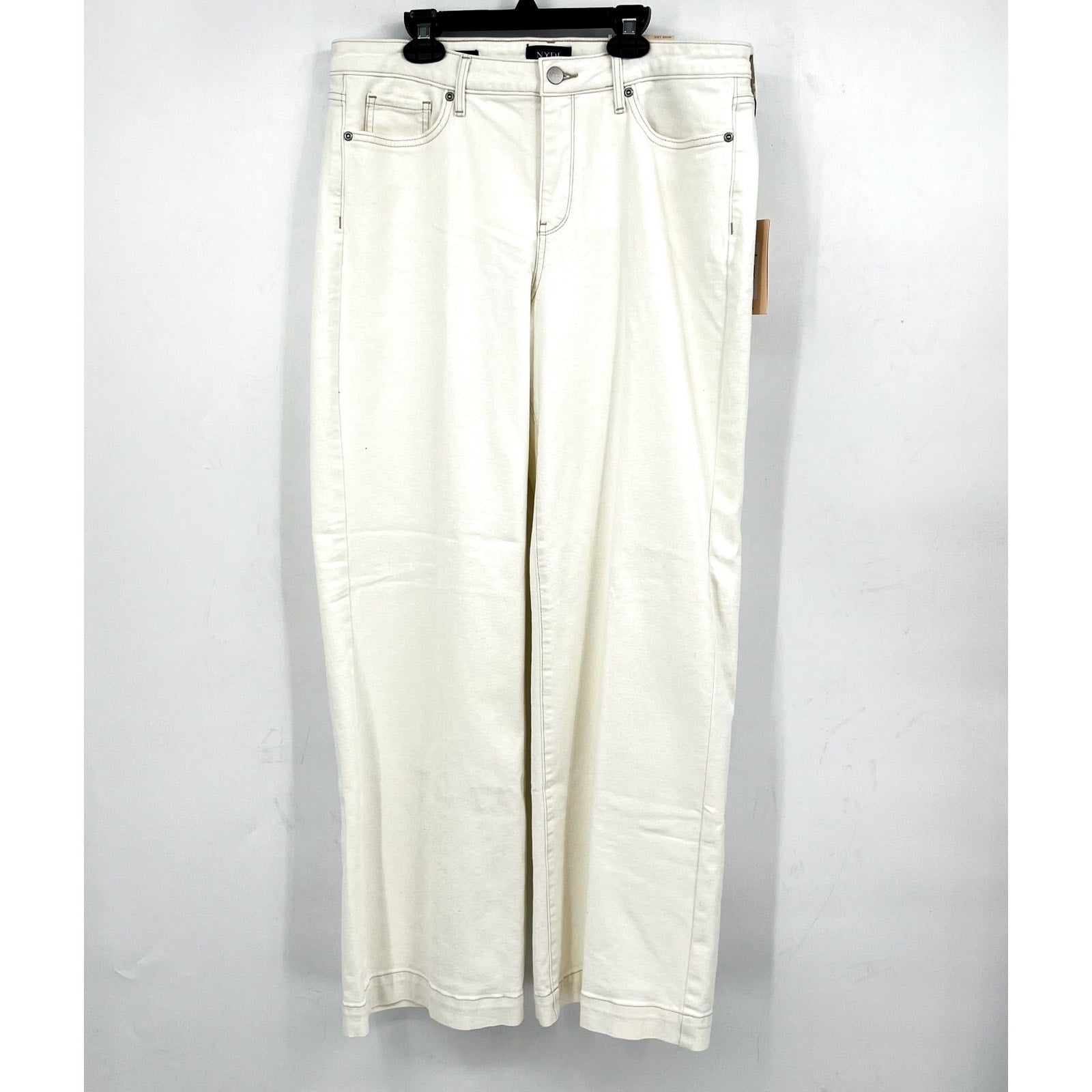 NYDJ Women's Teresa Wide Leg Jeans Size 12 Winter White Stretch 1.5'' Hem NWT