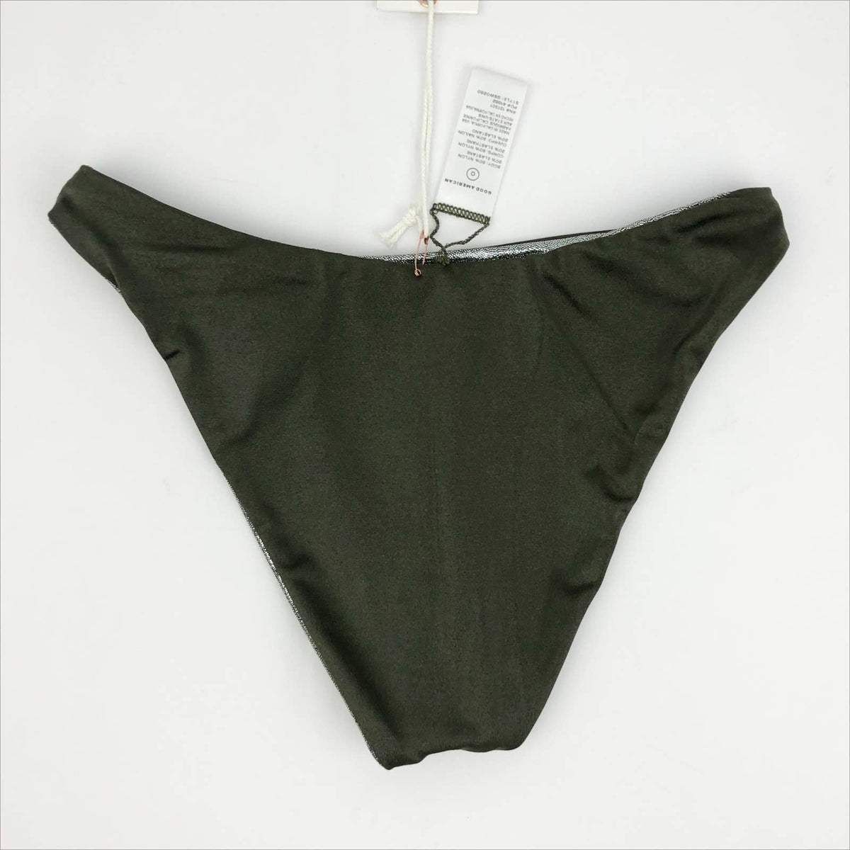 Good American Metallic Better Reversible Bikini Bottom 0 XS Silver Green NWT