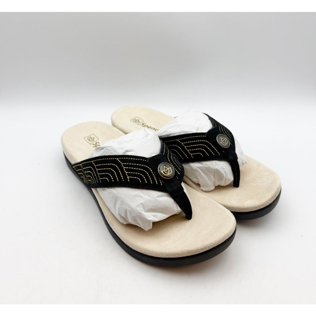 Spenco Waco Women's Laguna Ellie Flip Flop Sandal Size 7.5 WIDE EU 38 Black NIB