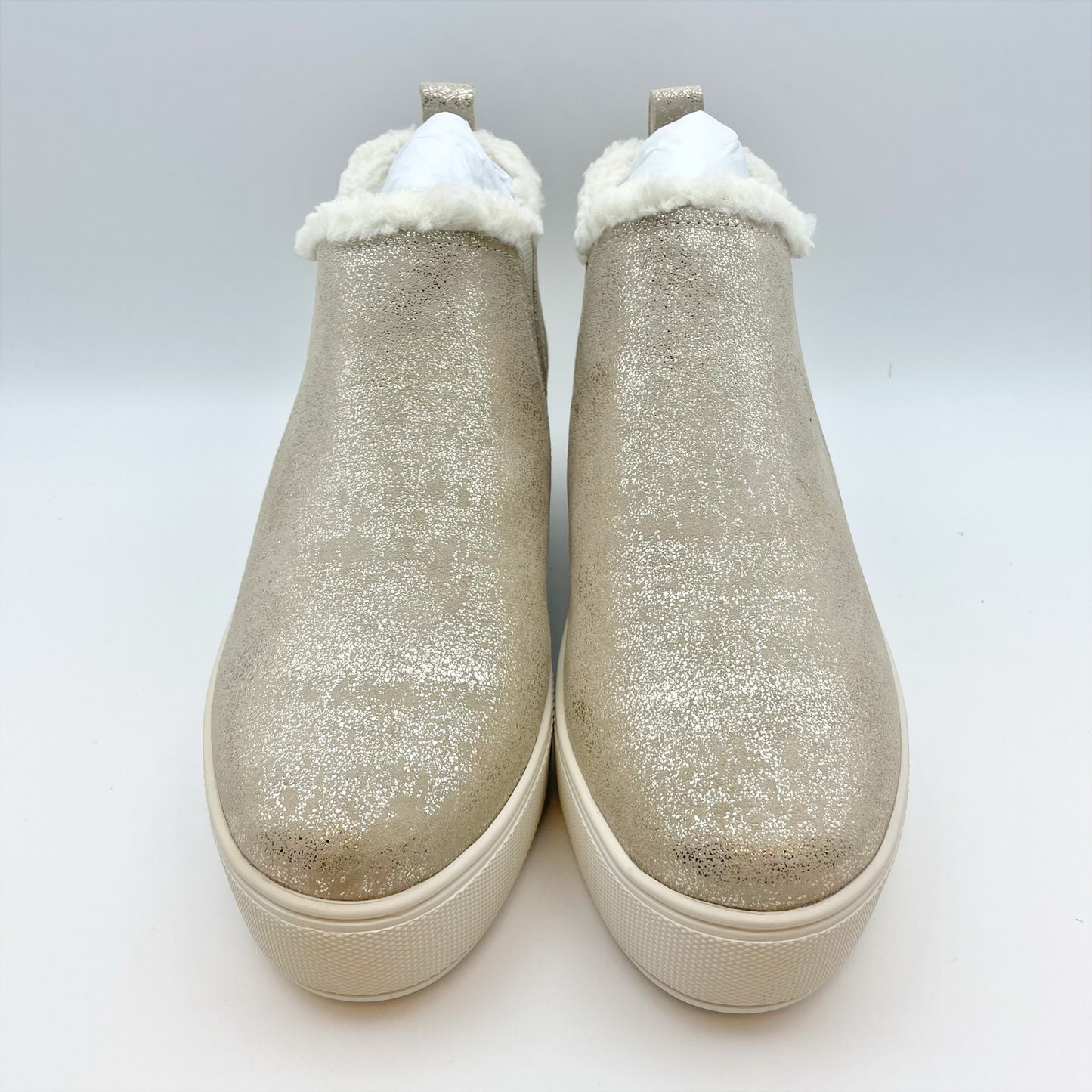 J/Slides Women's Magic Pull On Platform Sneaker Size 7.5 Gold Metallic WP NIB