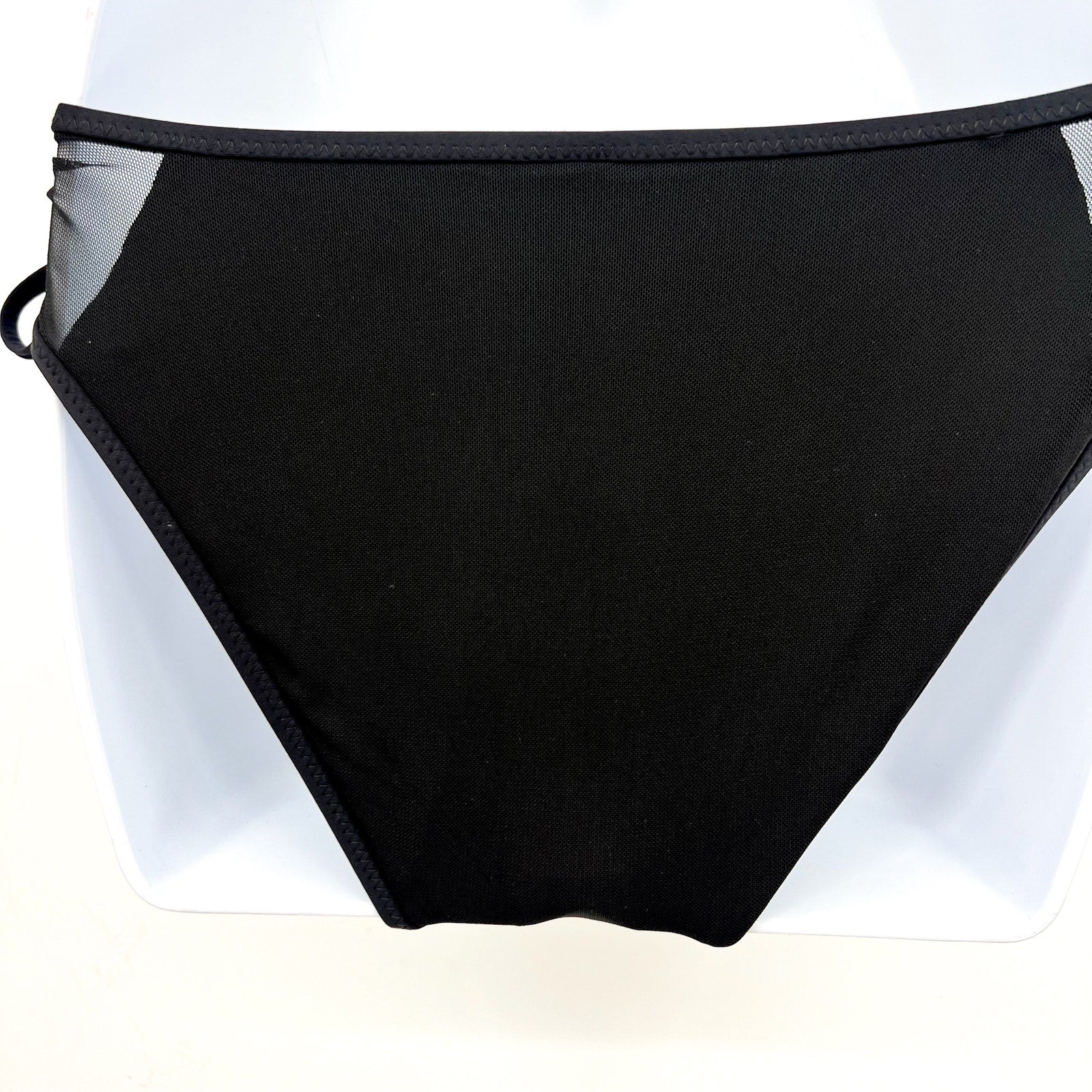 BECCA Women's Muse Mesh-Inset Bikini Bottoms Medium Black Side-Tie NWT