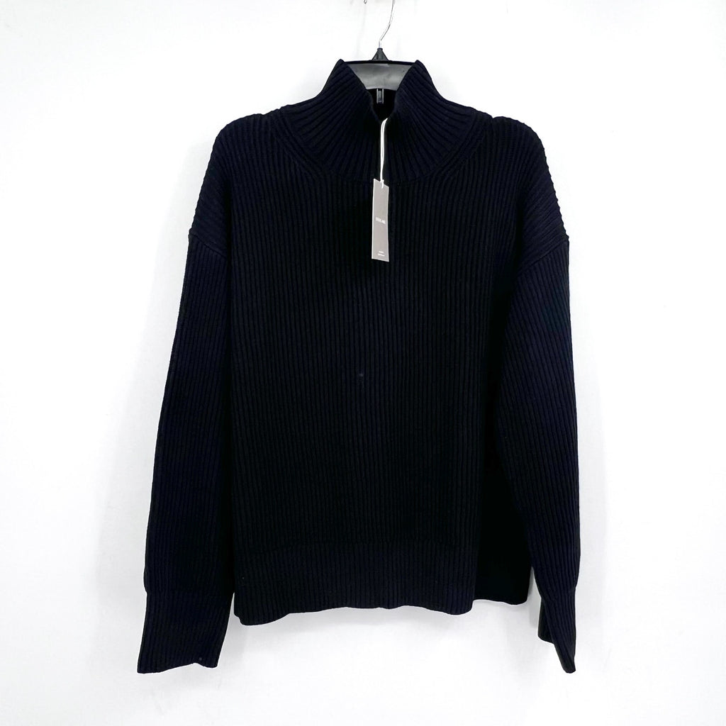 EVERLANE Women's The Organic Cotton Ribbed Turtleneck Sweater Large Black NWT