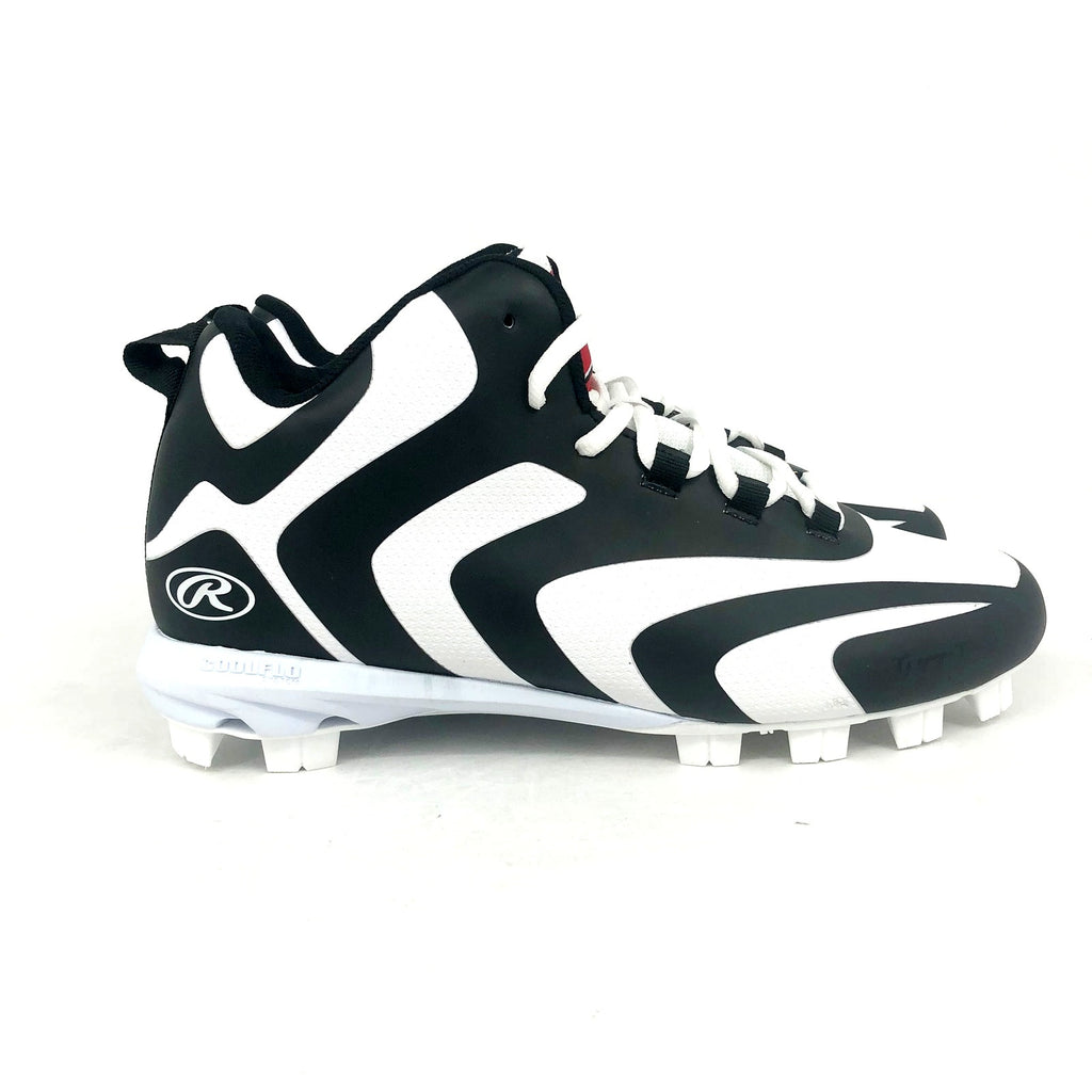 Rawlings Mens Rookie Mid Baseball Cleats Size 10D White Black NWOB
