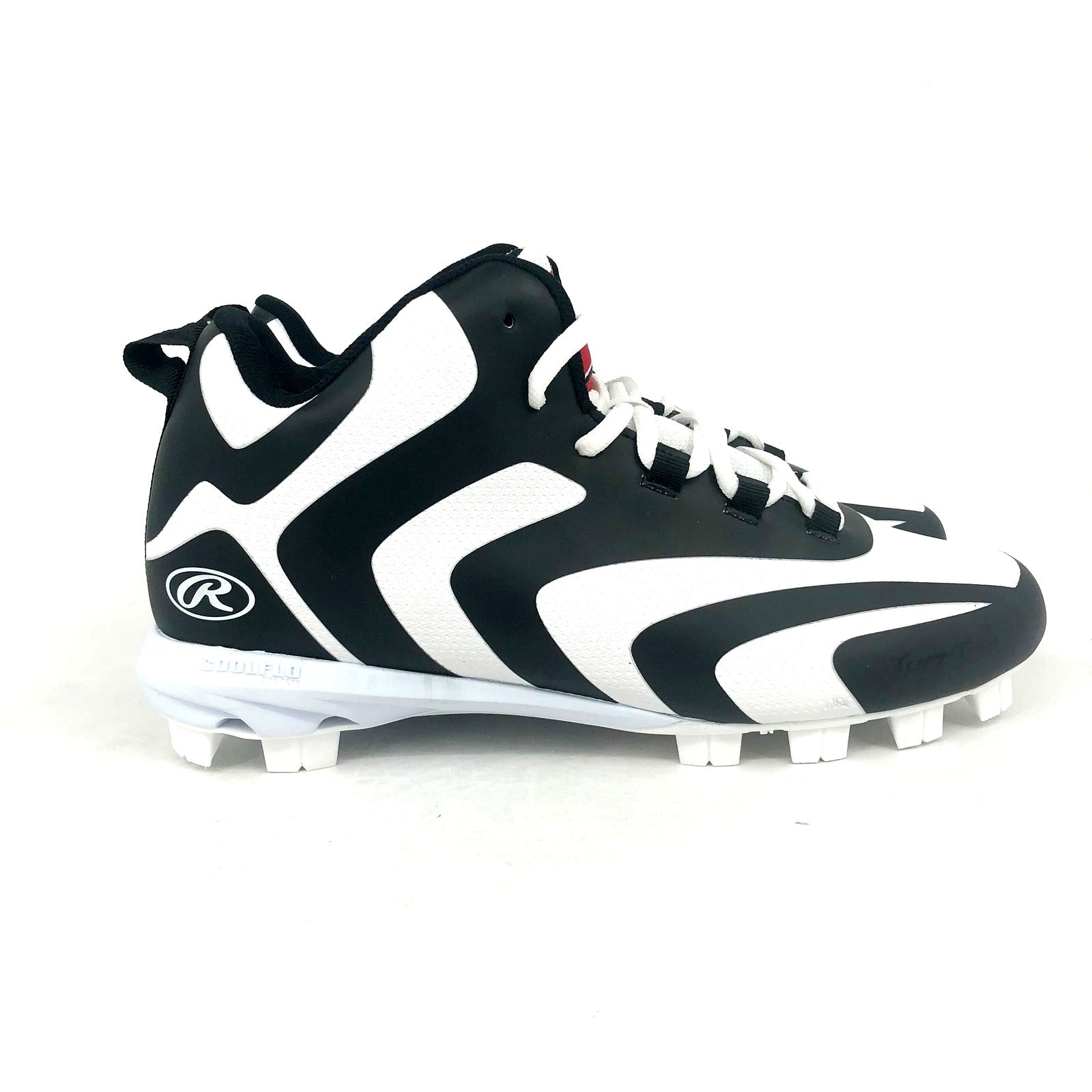 Rawlings Mens Rookie Mid Baseball Cleats Size 10D White Black NWOB