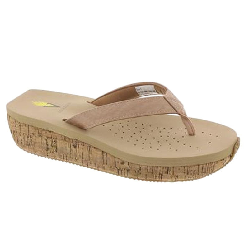 Volatile Womens Neville Wedge Sandals US 11 Nude Snake Flip Flops NWOB