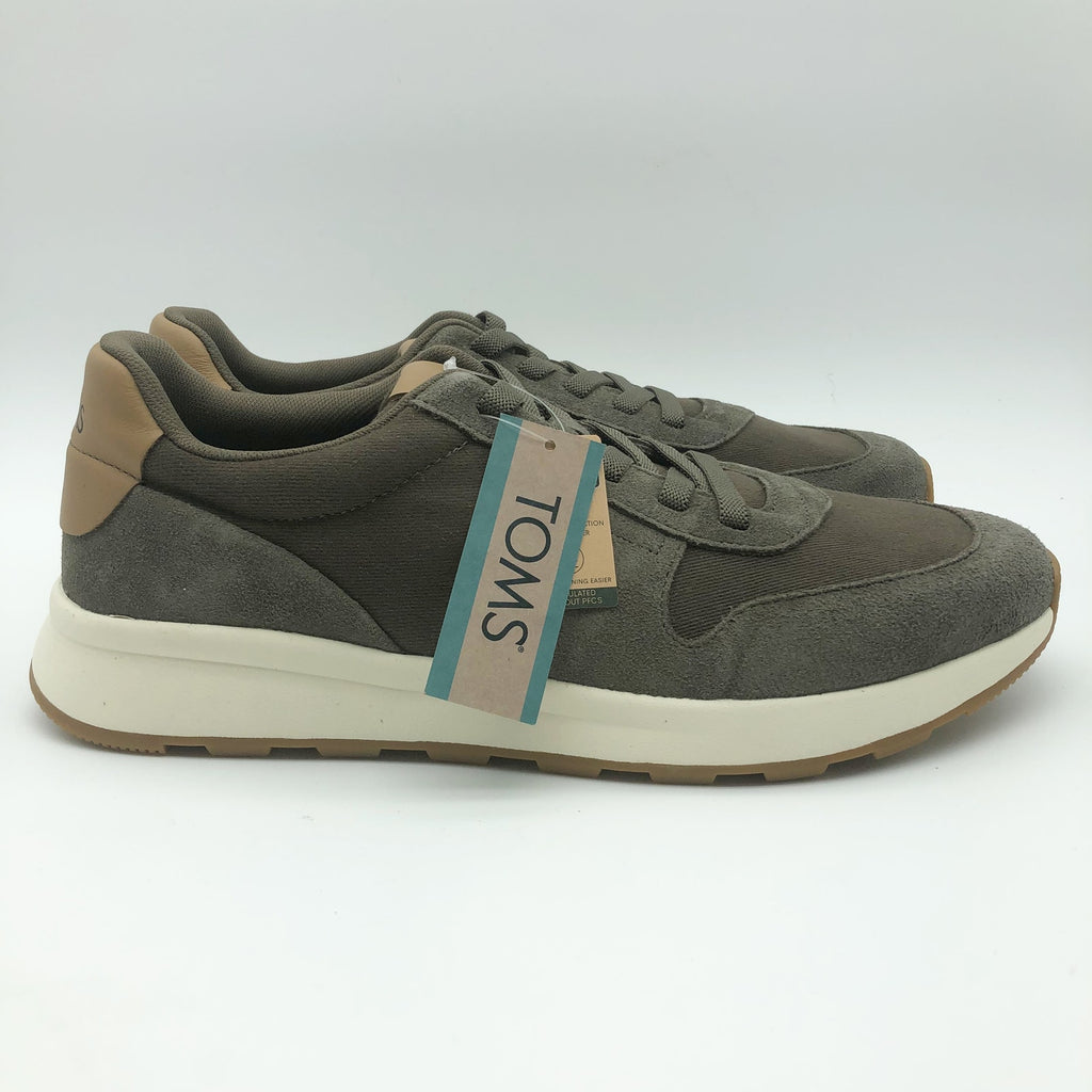 Toms Mens TRVL LITE Retro Runner Casual Sneakers Size 14 Olive Green Suede NIB