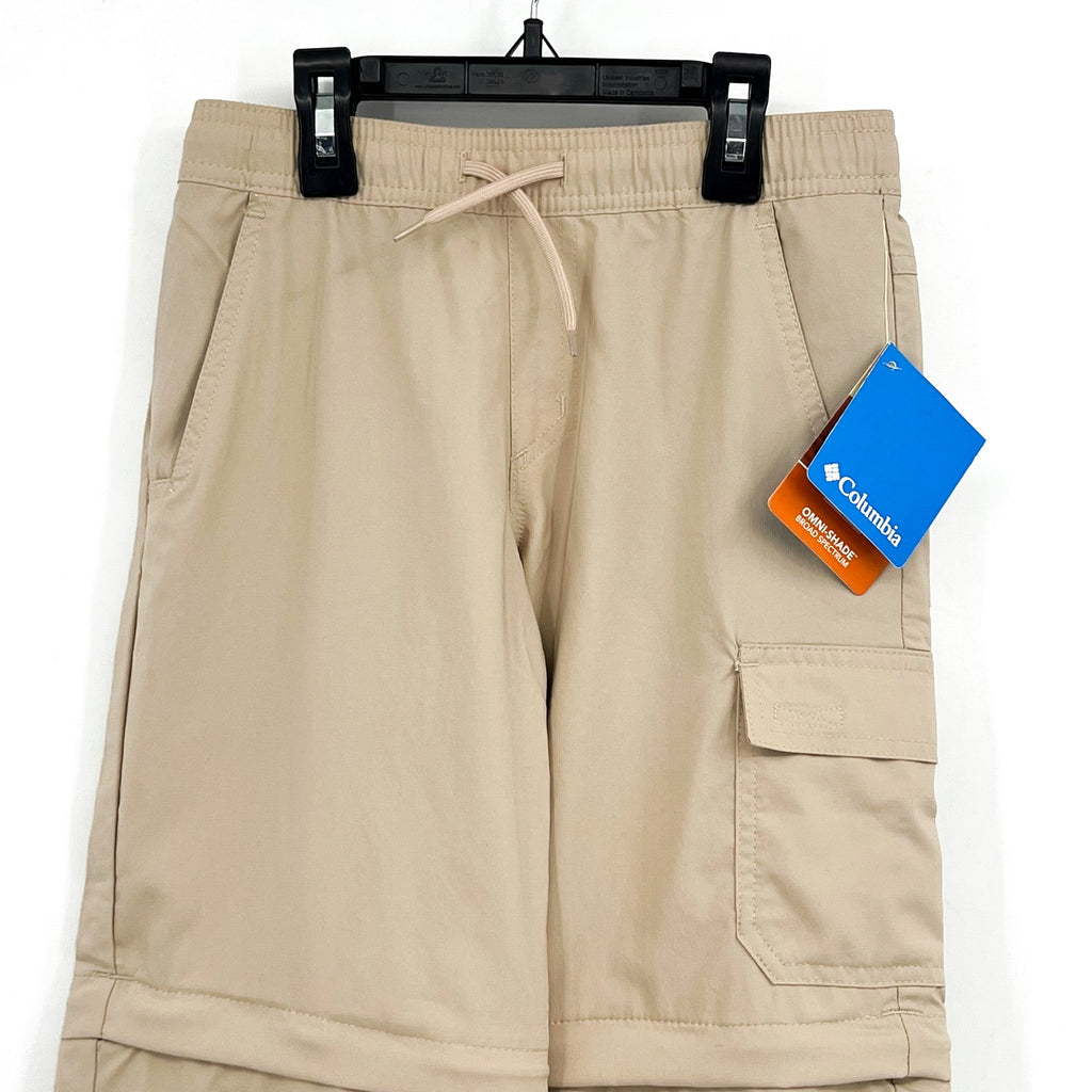 COLUMBIA Kids Silver Ridge Utility Convertible Pants Shorts Small Tan Cream NWT