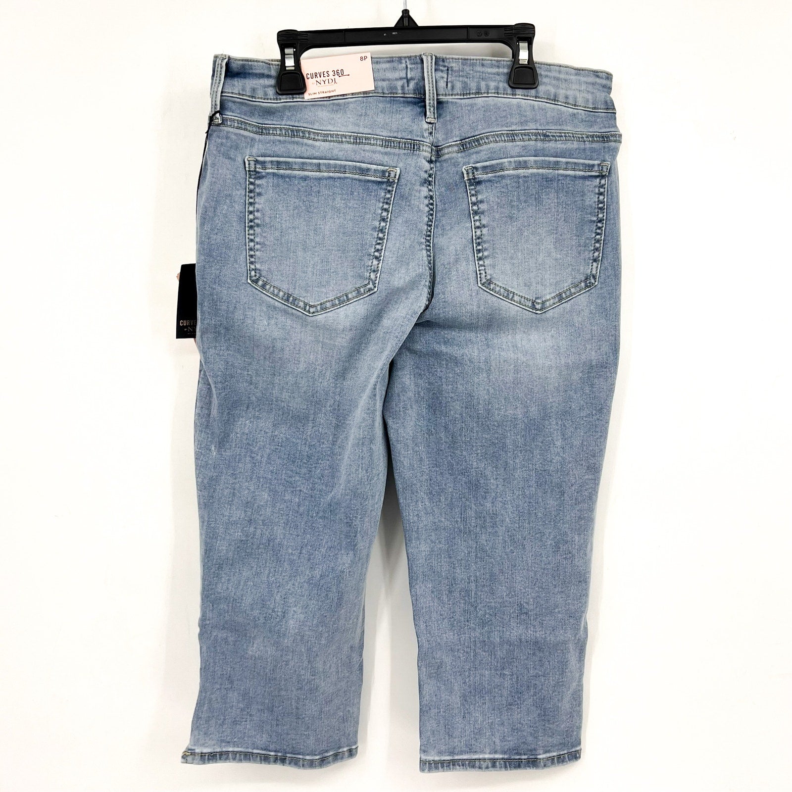 NYDJ Curves 360 Womens Slim Straight Crop Jeans 8 PETITE Charmed Light Blue NWT