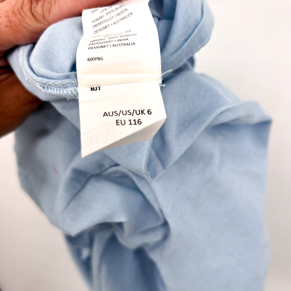 BARDOT JUNIOR Girls Nelly Ruffle Jumpsuit Size 6 Small Sky Blue Square Neck NWT