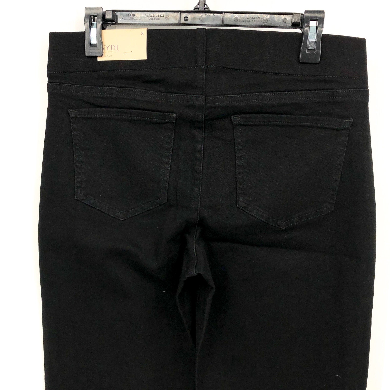 NYDJ Women's Bailey Relaxed Straight Jeans Size 8 Black Rinse Pull On NWT
