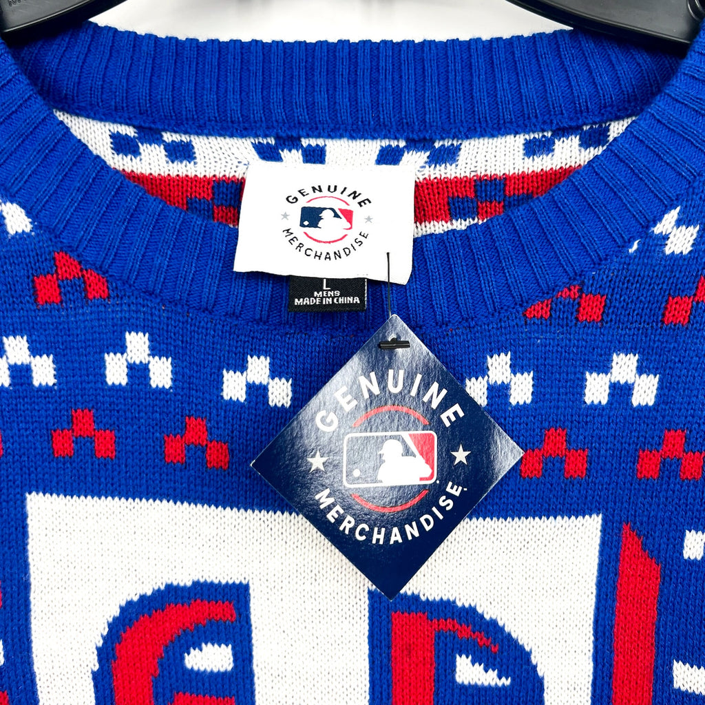 MLB GENUINE MERCHANDISE Men's Texas Ranger Crewneck Sweater Large Blue Red NWT