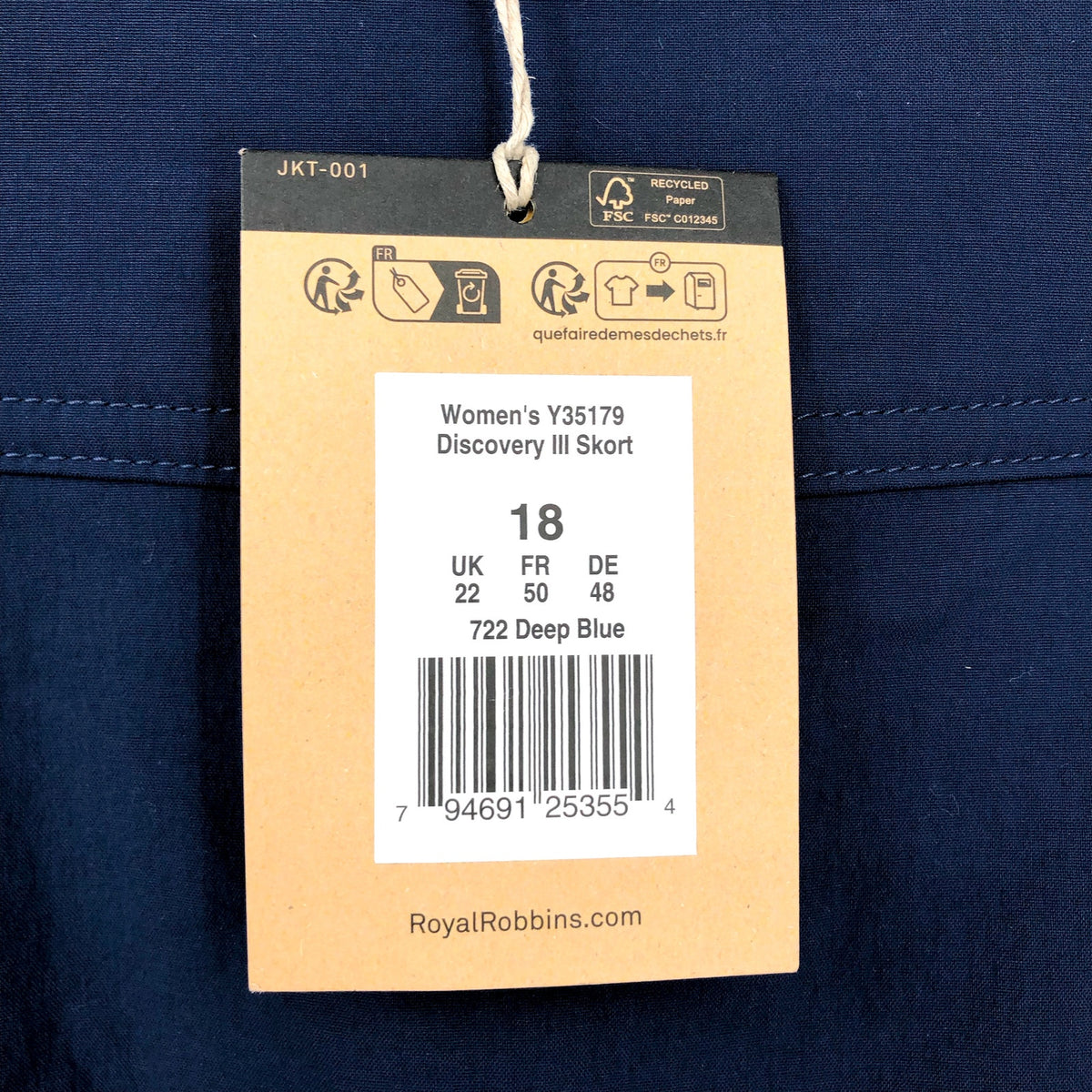 ROYAL ROBBINS Women's Discovery III Skort Size 18 Deep Blue Stretch NWT