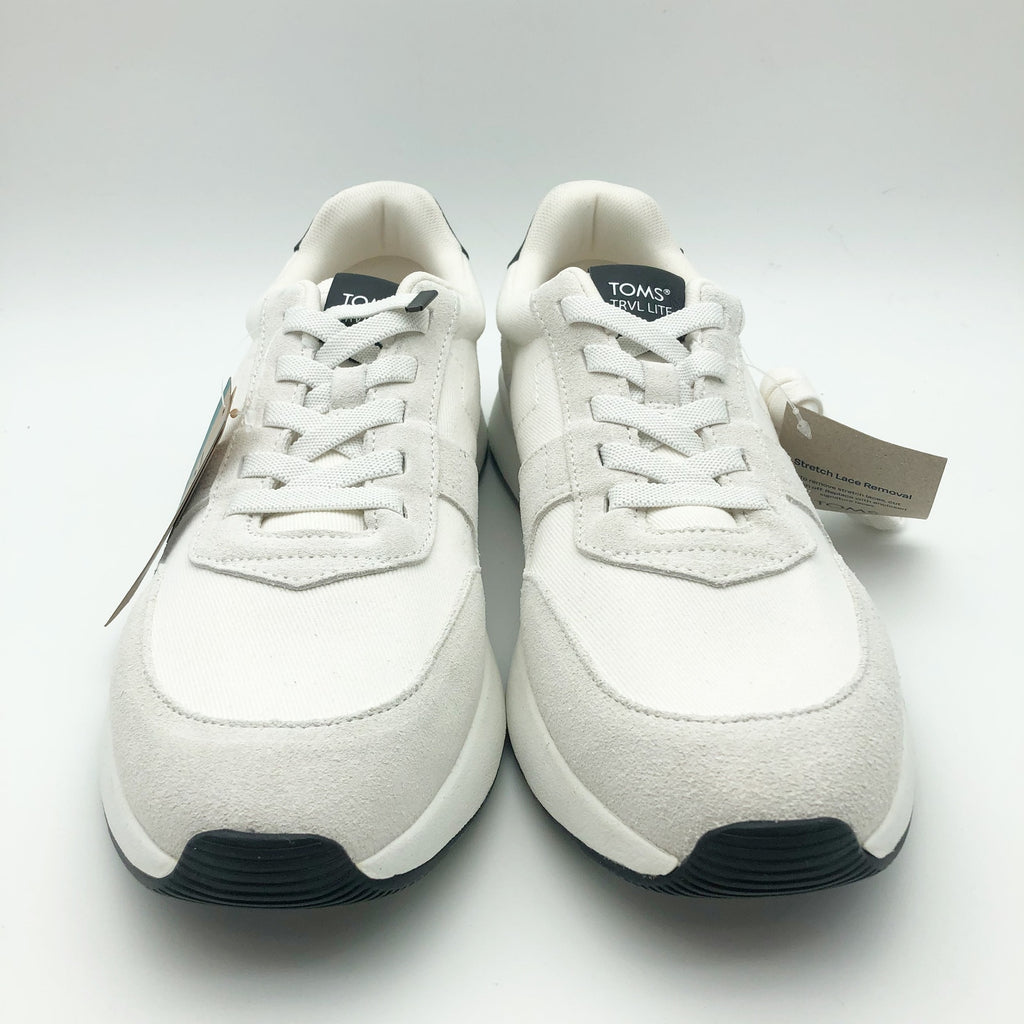 Toms Mens TRVL LITE Retro Runner Casual Sneaker Size 8 White Suede Twill NIB