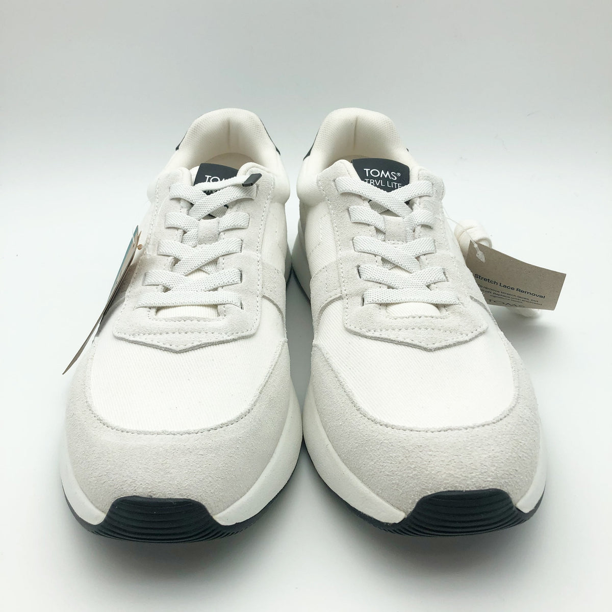 Toms Mens TRVL LITE Retro Runner Casual Sneaker Size 8 White Suede Twill NIB