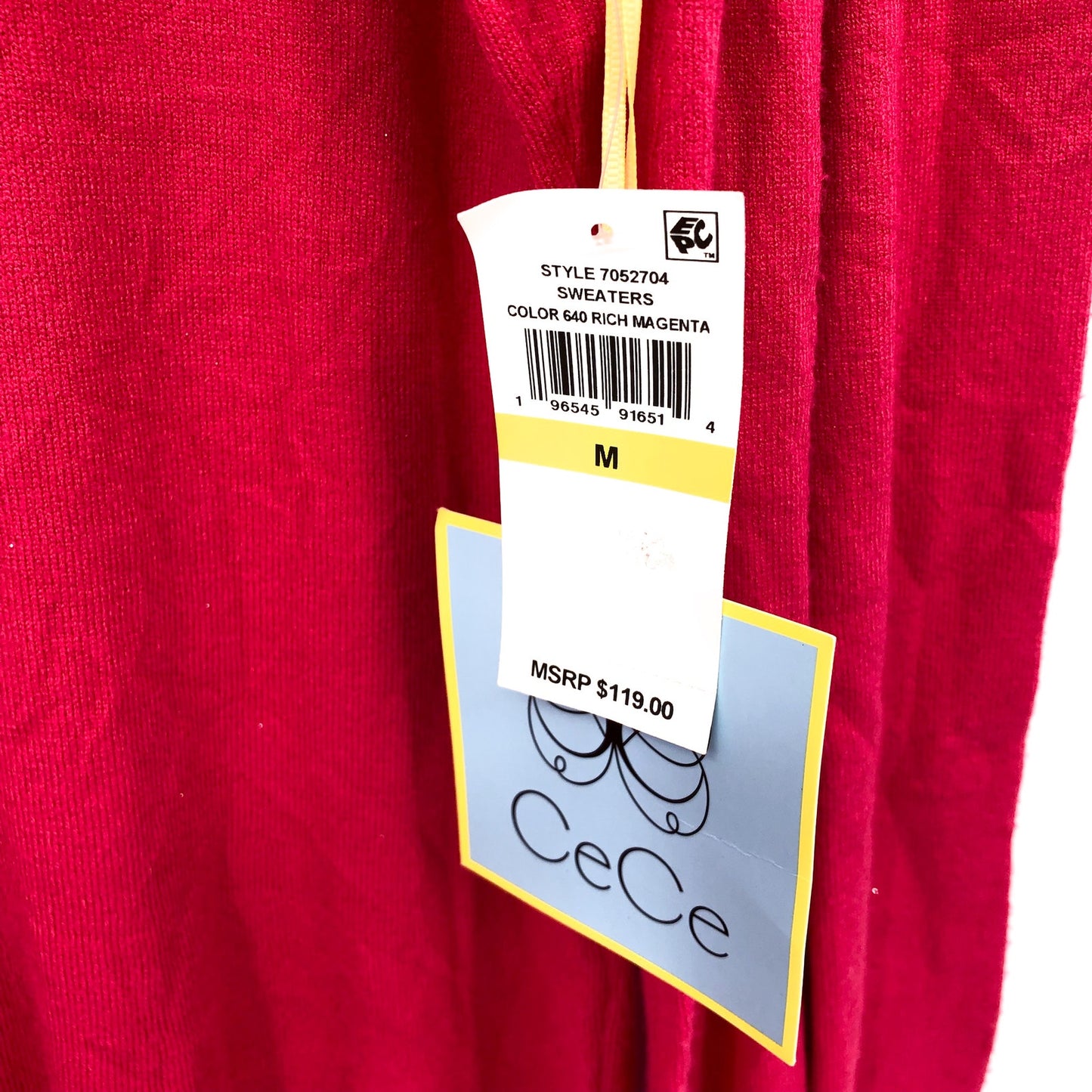 CECE Ruffled Sweater Dress Medium Pink Rich Magenta Long Sleeve NWT