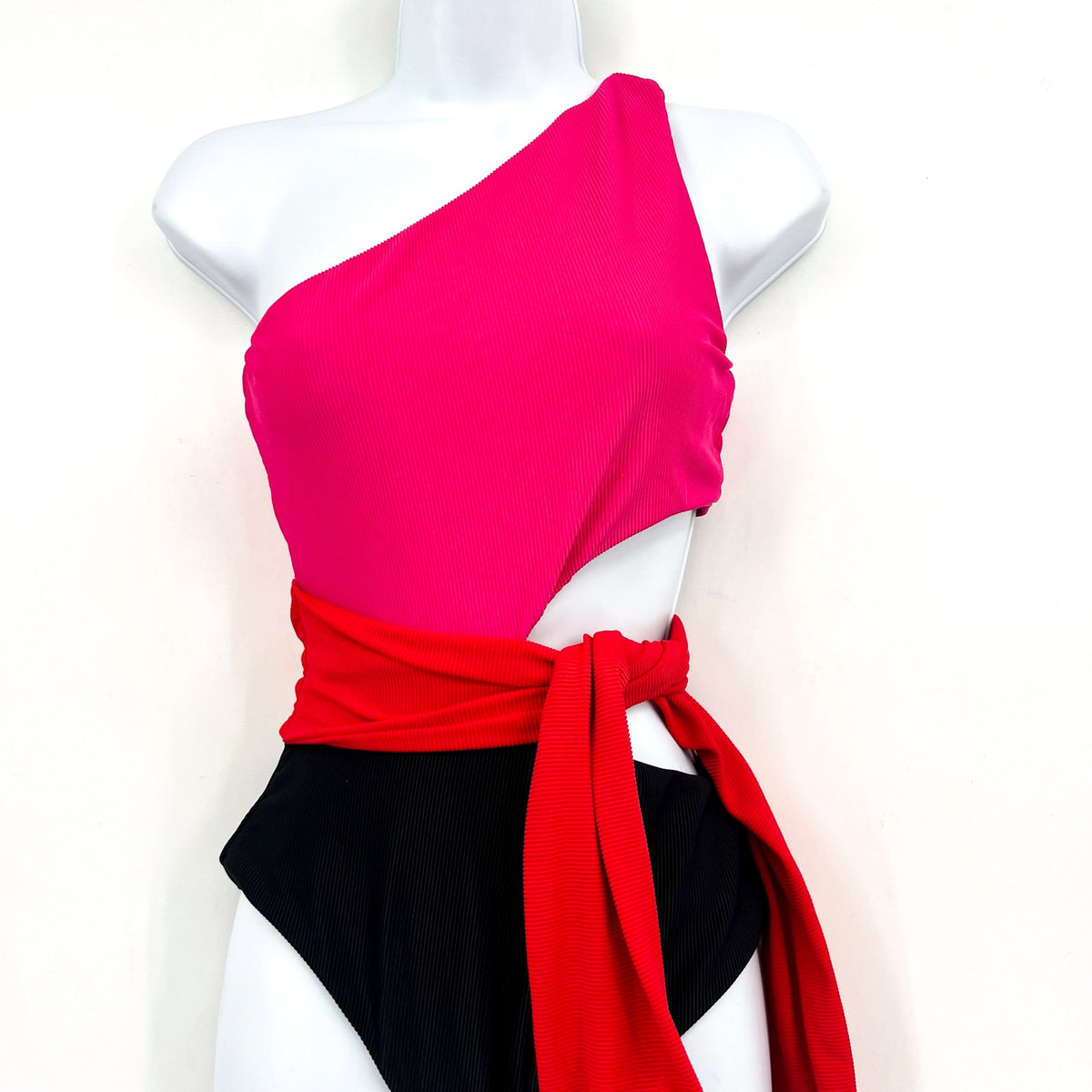 BEACH RIOT Carlie One Piece Swimsuit Small Pink Black Glacier Color-Block NWT