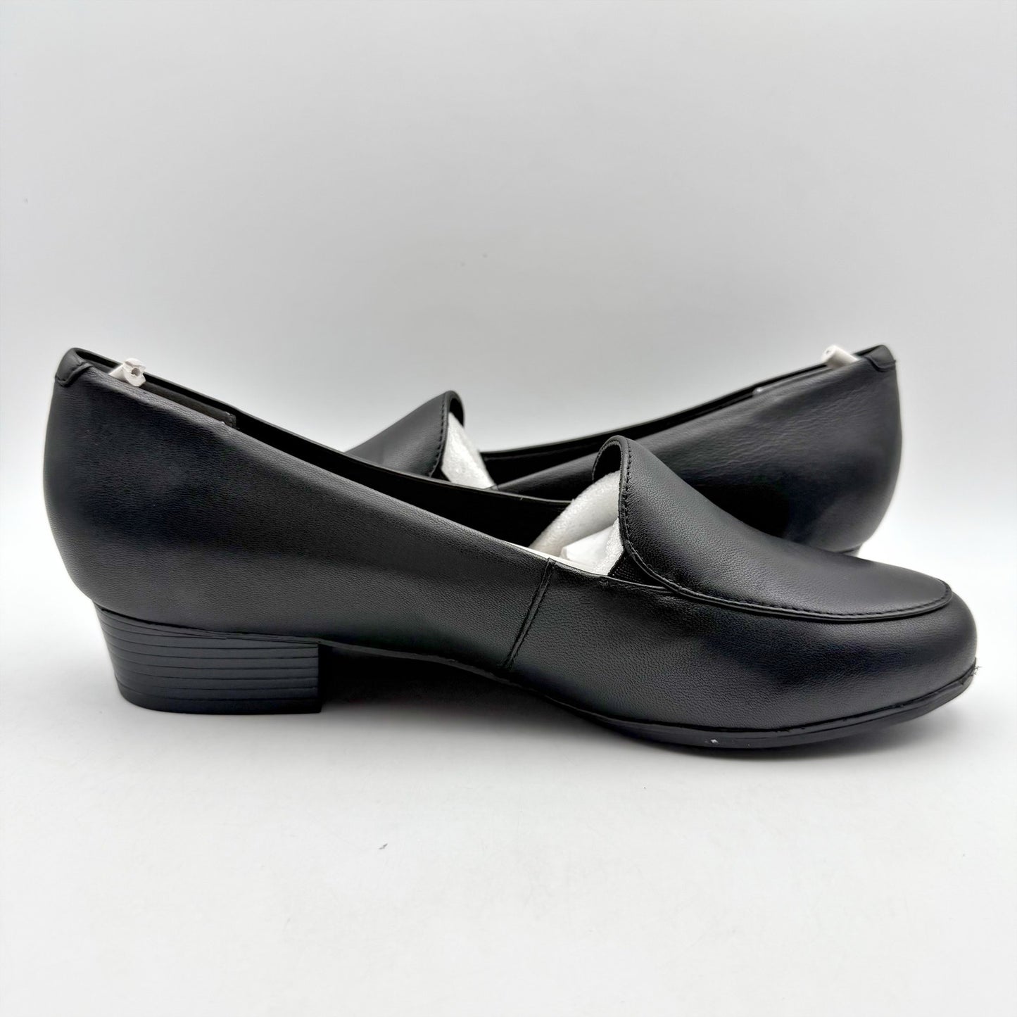 Trotters Womens Monarch Loafers US 9.5 M Black Leather Heel Comfort NIB