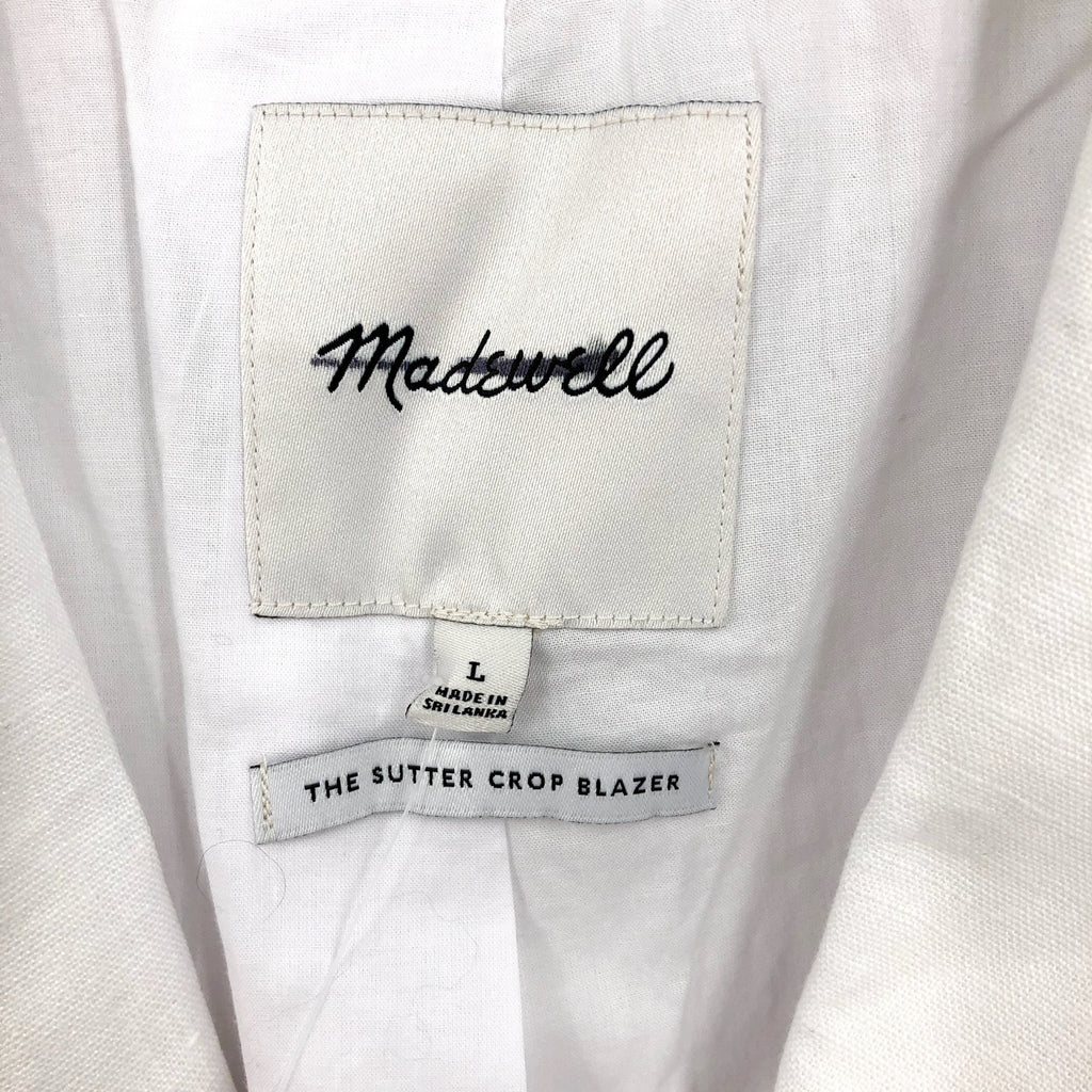 MADEWELL Women's The Sutter Crop Blazer Large White Linen NO903 NWT