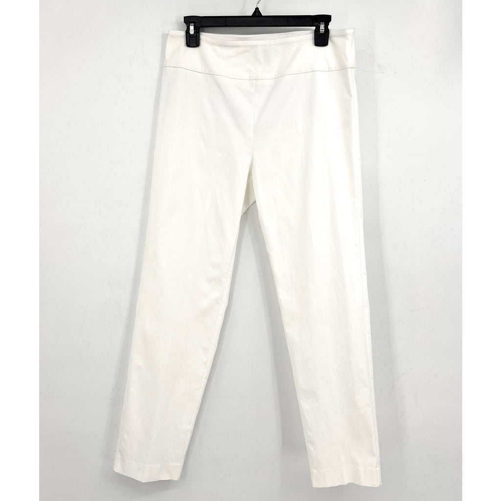ELLIOTT LAUREN Women's Classic Pull-On Ankle Pants Size 12 White Back Slit NWOT