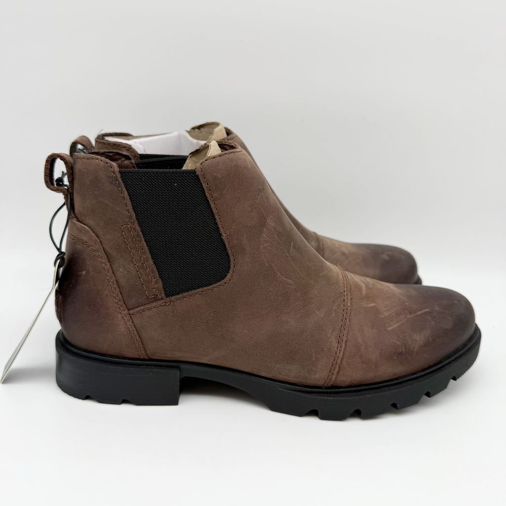 Sorel Womens Emelie lll Chelsea Ankle Bootie US 9 Brown Leather Waterproof NIB