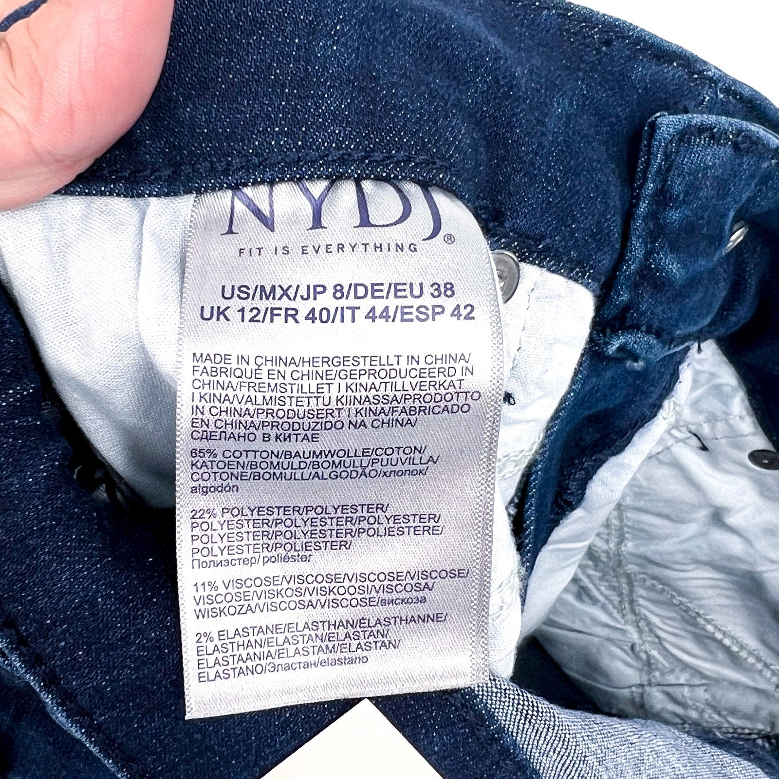 NYDJ Womens Ella Denim Shorts Size 8 Dark Blue Arise 8" Inseam NWT