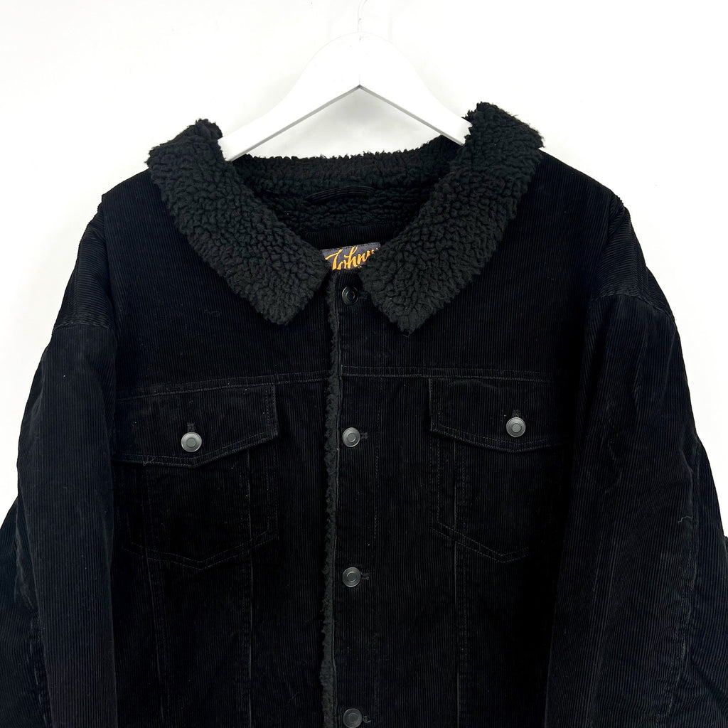 JOHNNY BIGG Men's Corduroy Sherpa Shacket Size 7XL Black Long Sleeve NWOT