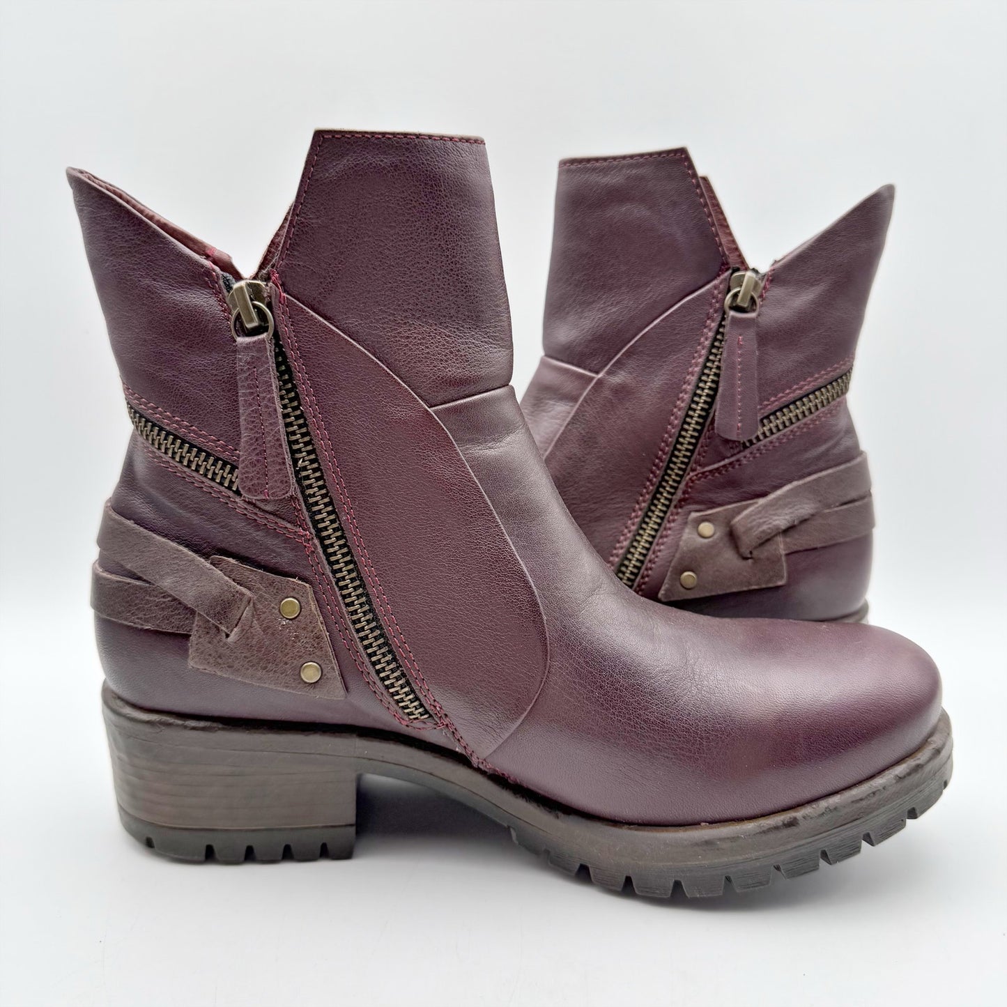 Bueno Womens Fallon Bootie EU 38 US 7.5-8 Dark Red Purple Leather NIB