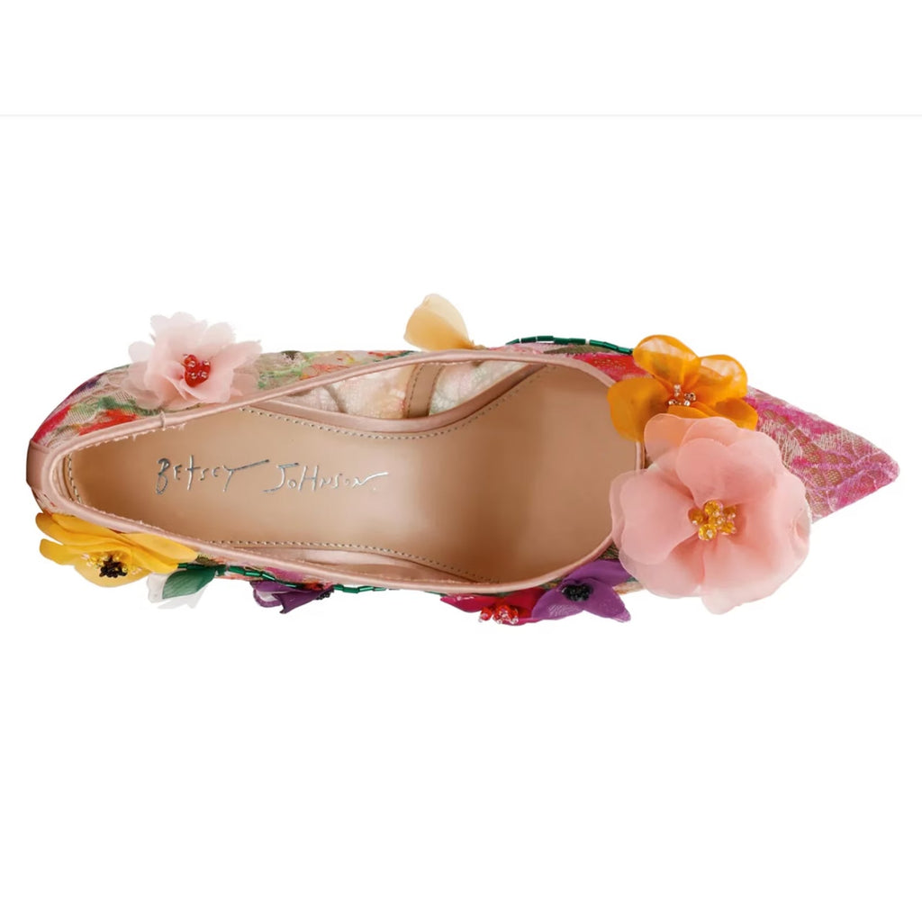 Betsey Johnson Womens Kaley Flower Pumps Size 6 Pink Nude Floral NWOB