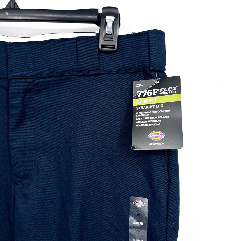 DICKIES Women's FLEX Original Fit Work Pants Size 10 Navy Blue Stretch Twill NWT