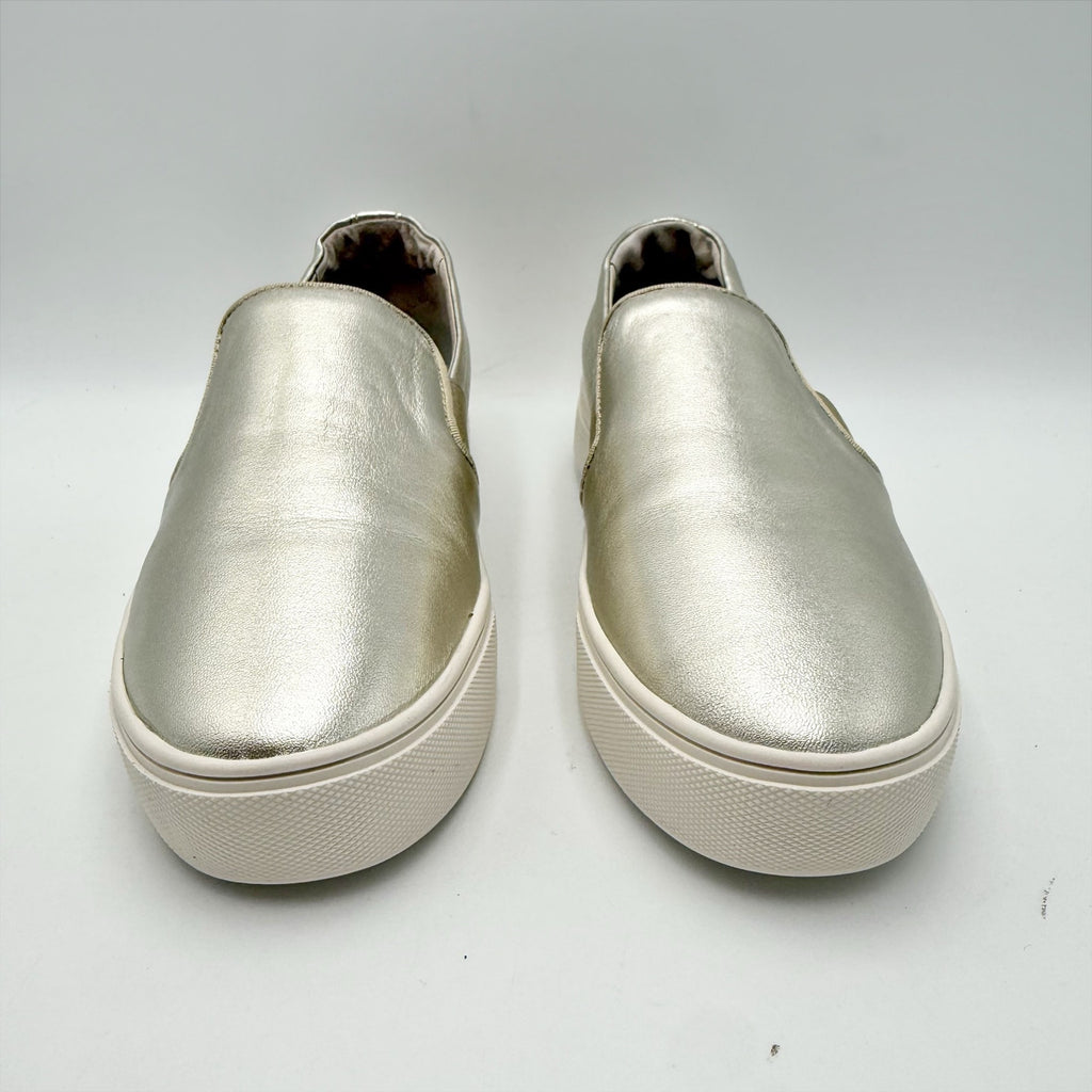 Birdies Womens Swift Casual Sneakers Size 6.5 Gold Metallic Leather Slip On NWOB