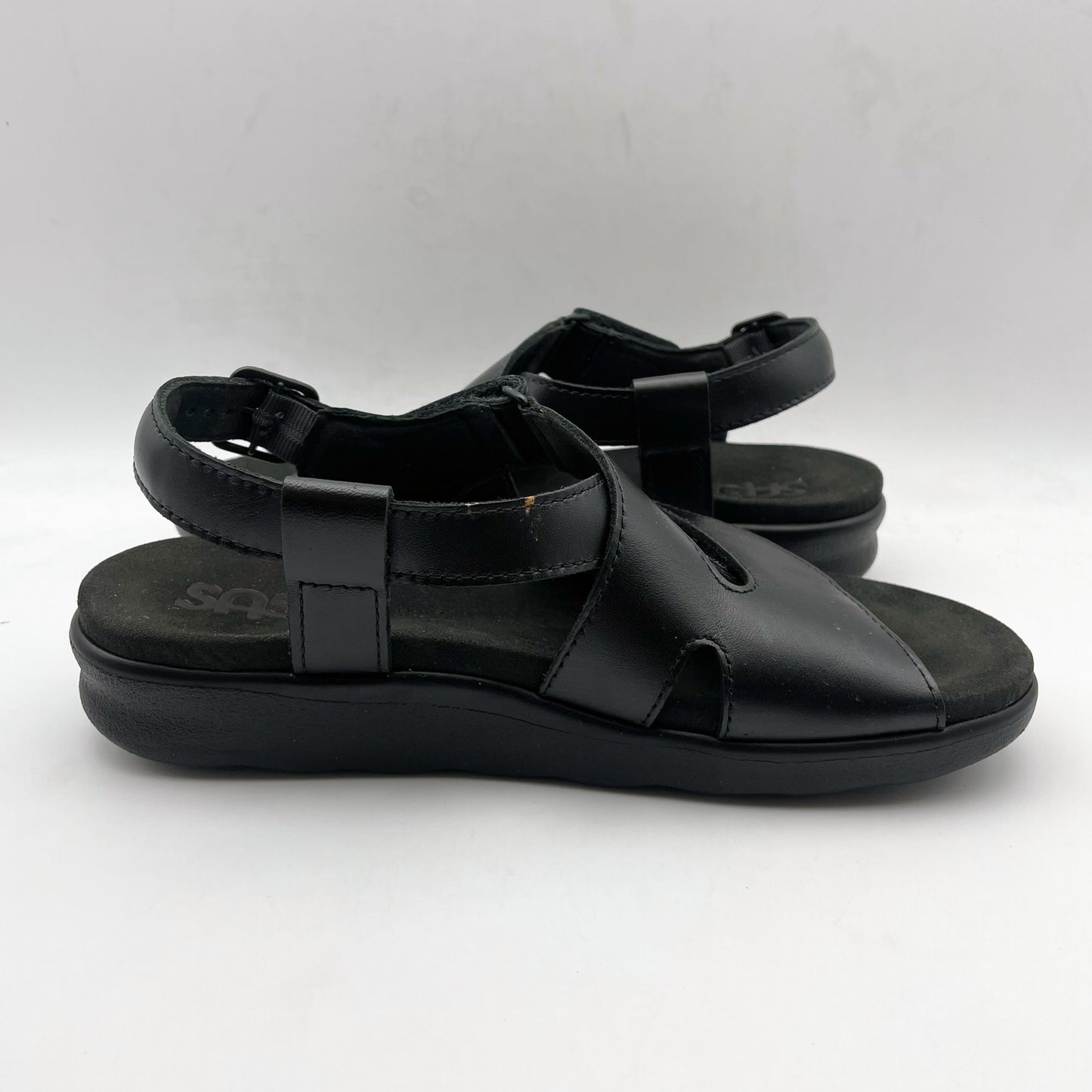 SAS Womens Huggy Adjustable Comfort Sandal US 10 W EU 41.5 Black Leather NIB