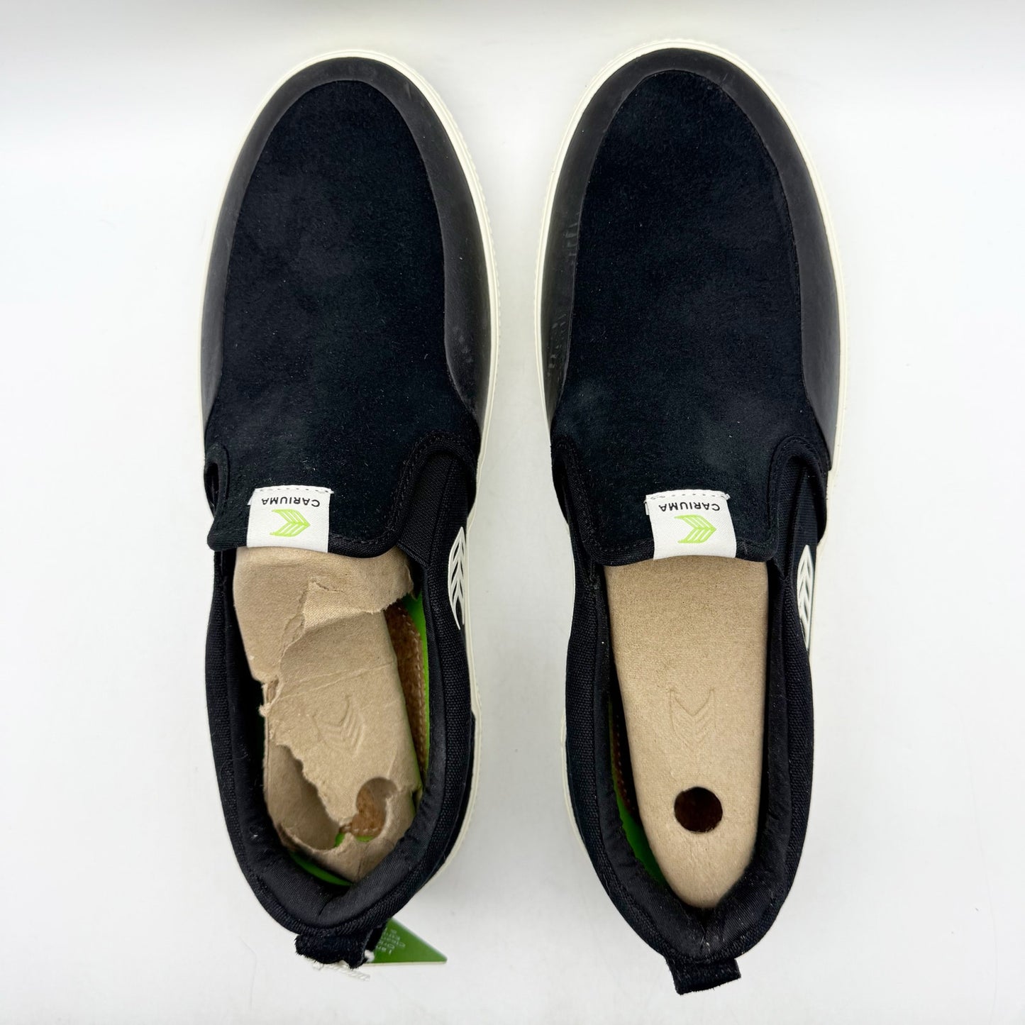 Cariuma Mens Slip On Pro Low Sneakers US 12.5 M EU 46 Black Ivory Suede NIB