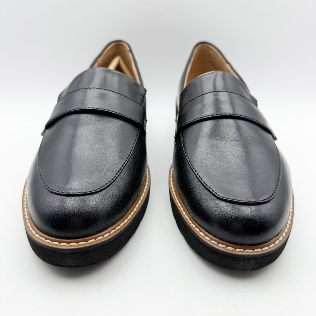 Naturalizer Womens Adiline Flat Loafers Size 8 NARROW Black Leather Slip On NIB