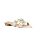 Dune London Womens Loupes Floral Slide Sandals Size 7 EU 37 White Leather NIB