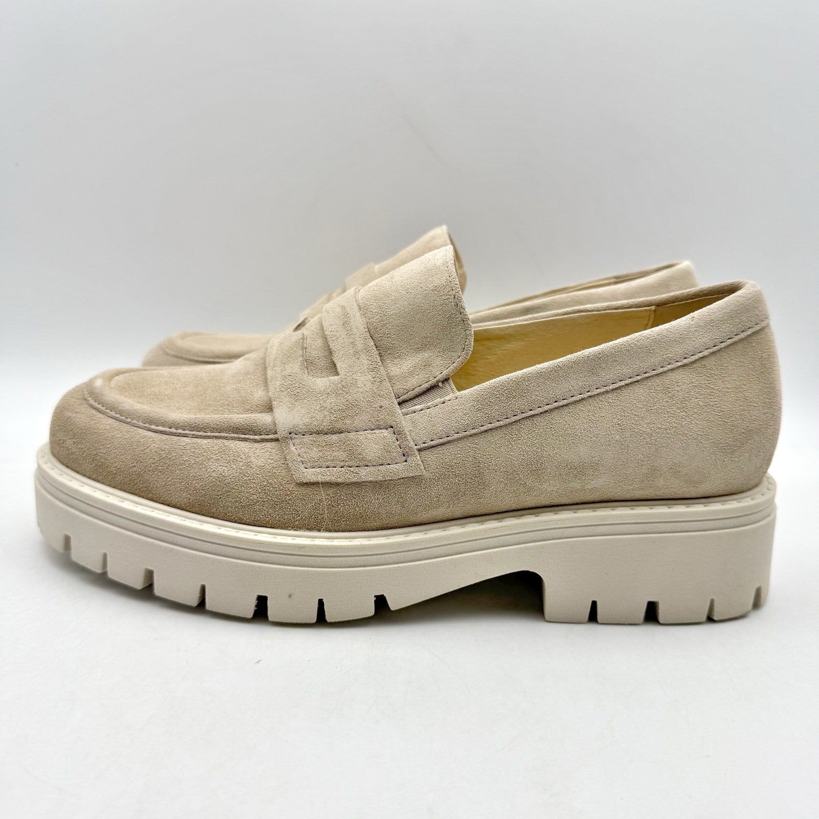 Gabor Womens 22.453 Platform Loafers UK 4 US 6.5 Beige Suede NWOB
