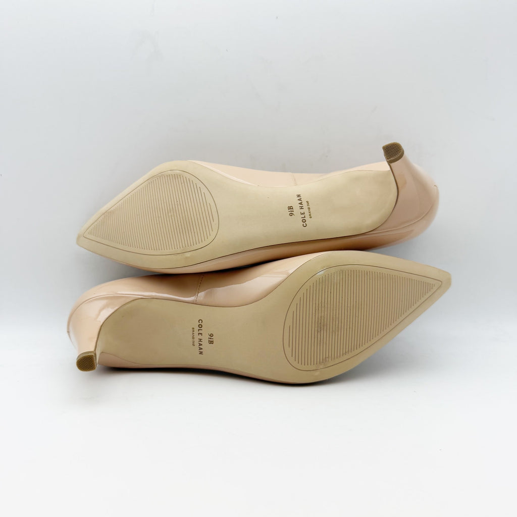 Cole Haan Womens Vandam Pumps US 9.5 Tan Brush Patent Leather 65mm NWOB