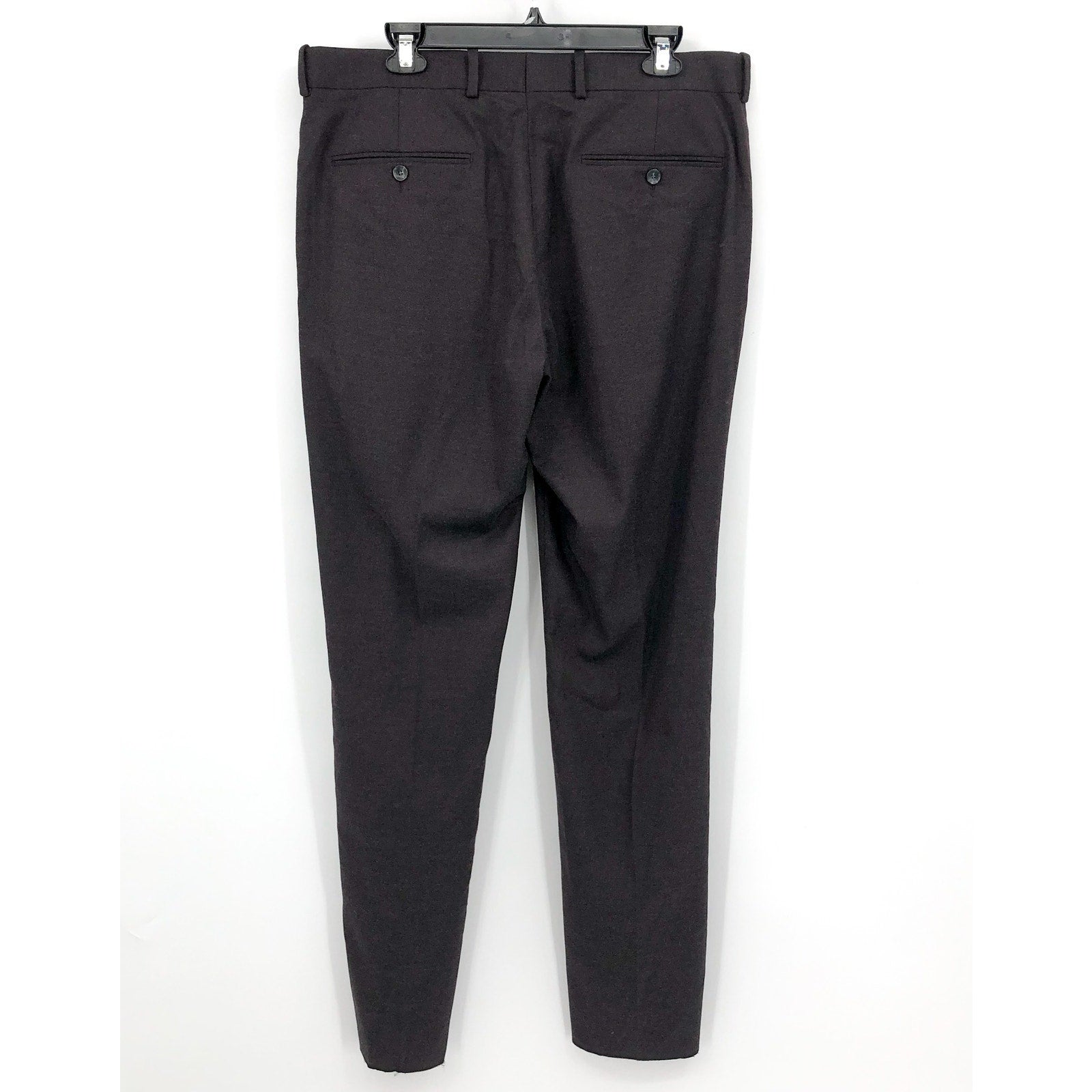 NORDSTROM Men's Trim Fit Trousers Pants 36R Dark Grey Flat Front Stretch NWT
