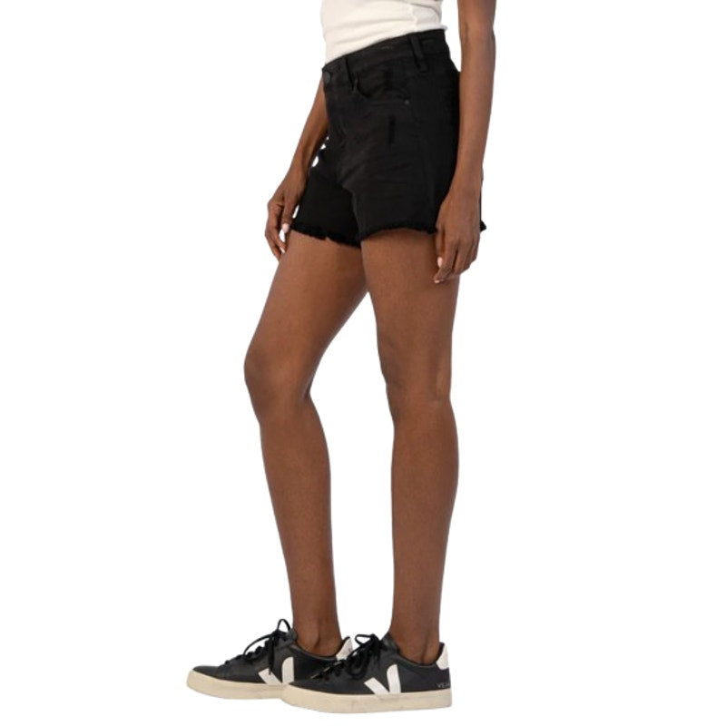 KUT FROM THE KLOTH Womens Jane Long Short Size 10 Black Frayed Hem High Rise NWT