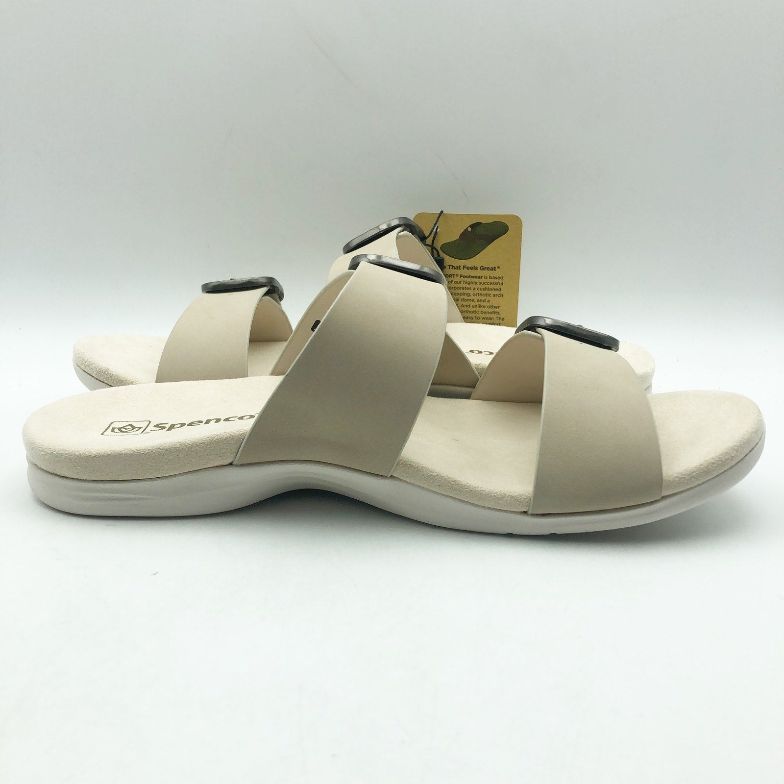 Spenco Womens Vista Slip On Sandals US 7.5 Grey Morn Leather Comfort APMA NIB