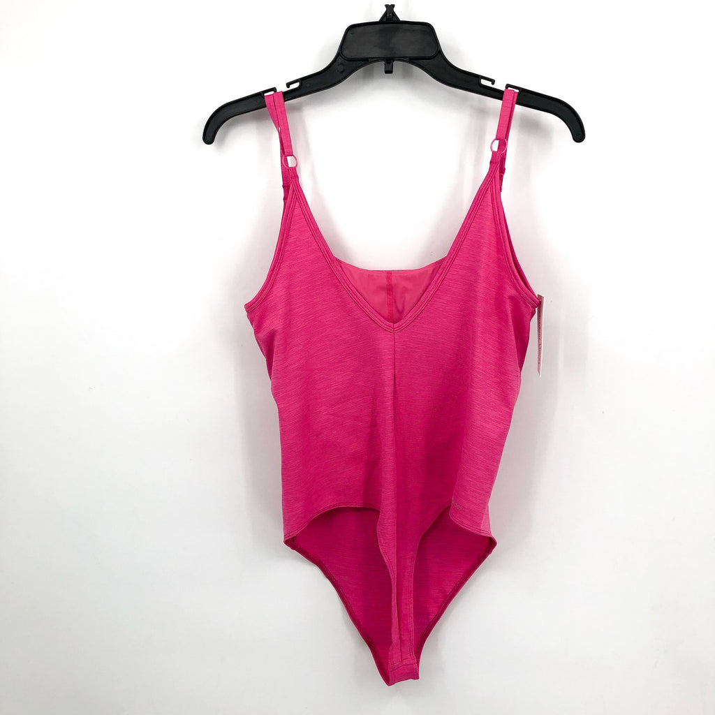 OUTDOOR VOICES Women's TechSweat Tank Leotard Bodysuit Large Pink Cerise NWT