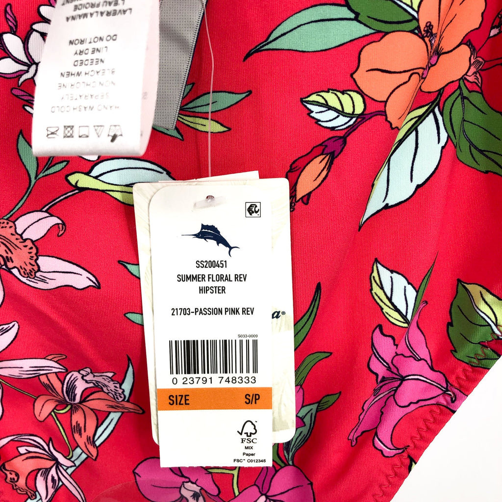 TOMMY BAHAMA Summer Floral Rev Hipster Bikini Set Small Passion Pink NWT