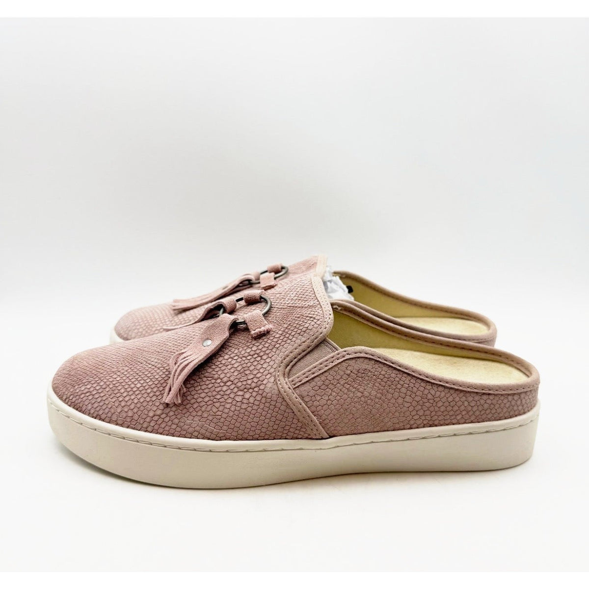 Spenco Women's Bindie Slide Slip On Shoe 9 Wide Blush Pink Embossed Suede NIB