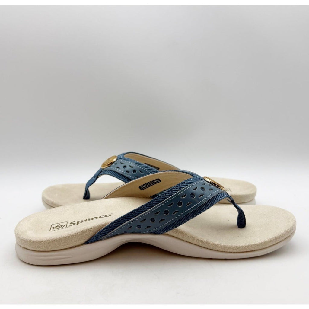 SPENCO Women's Starboard Flip Flop Sandals Size 6.5 WIDE Blue Stone NIB