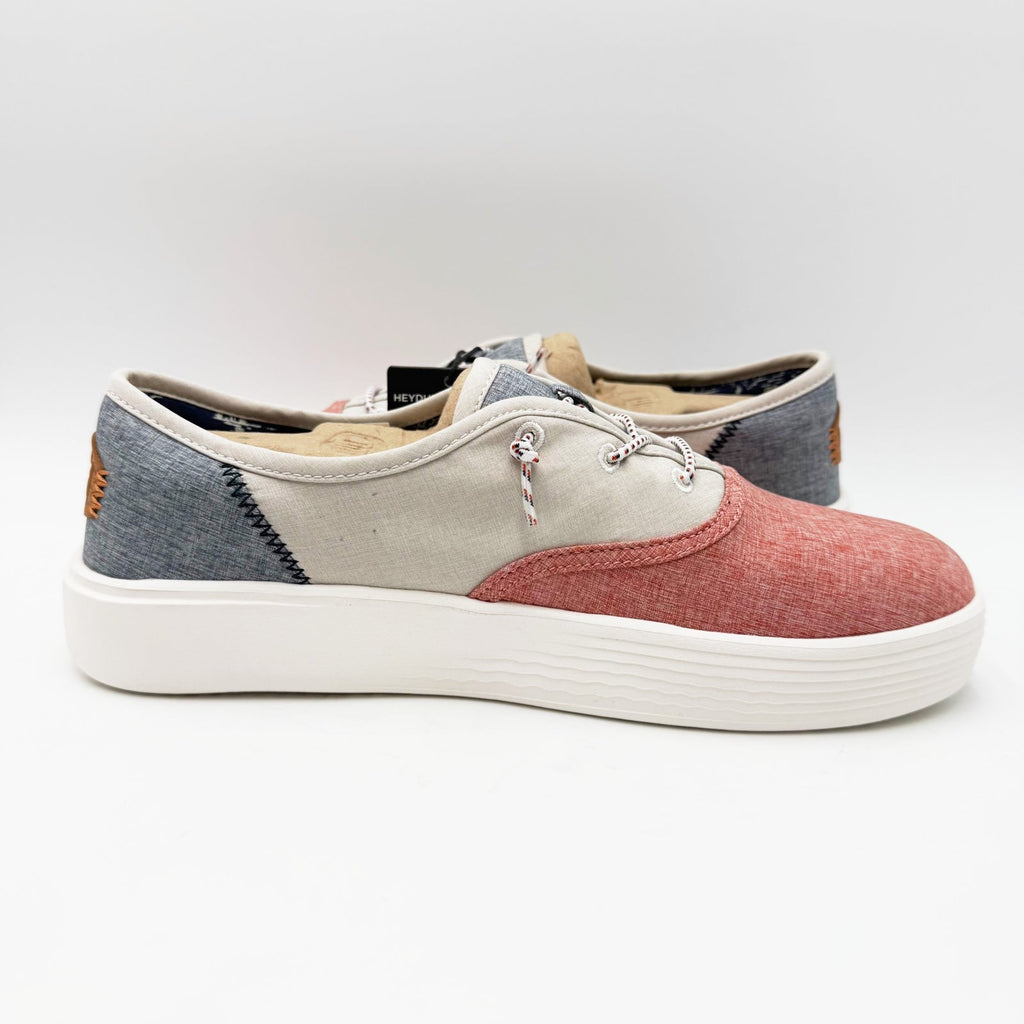 HEY DUDE Mens Conway Craft Linen Shoes Size 8 Womens 10 Red White Blue NWT