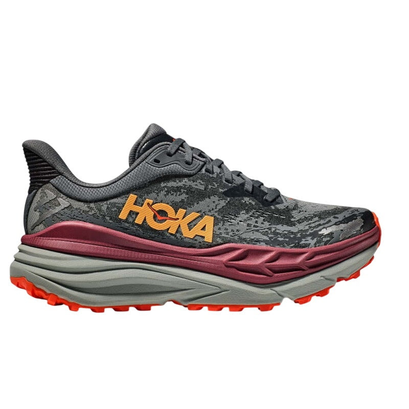 Hoka One Mens Stinson 7 Running Sneakers US 12.5 D Grey Red Athletic NIB